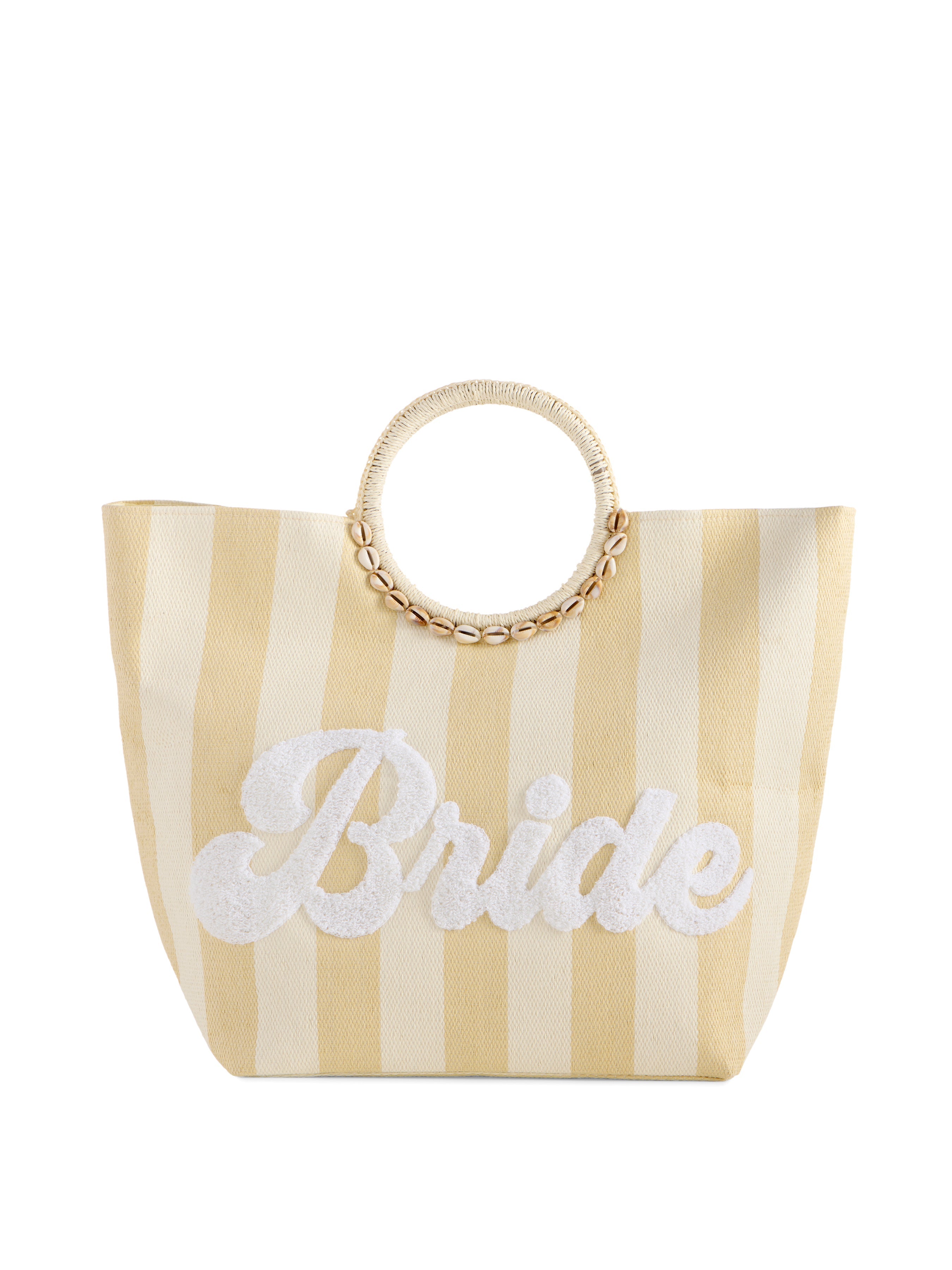 "Bride" Stripe Tote, Natural