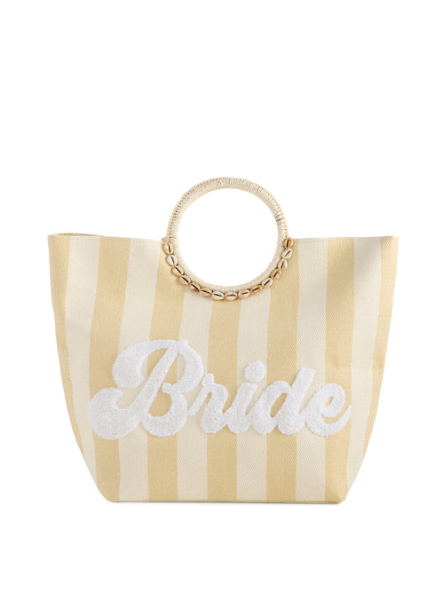 "Bride" Stripe Tote, Natural