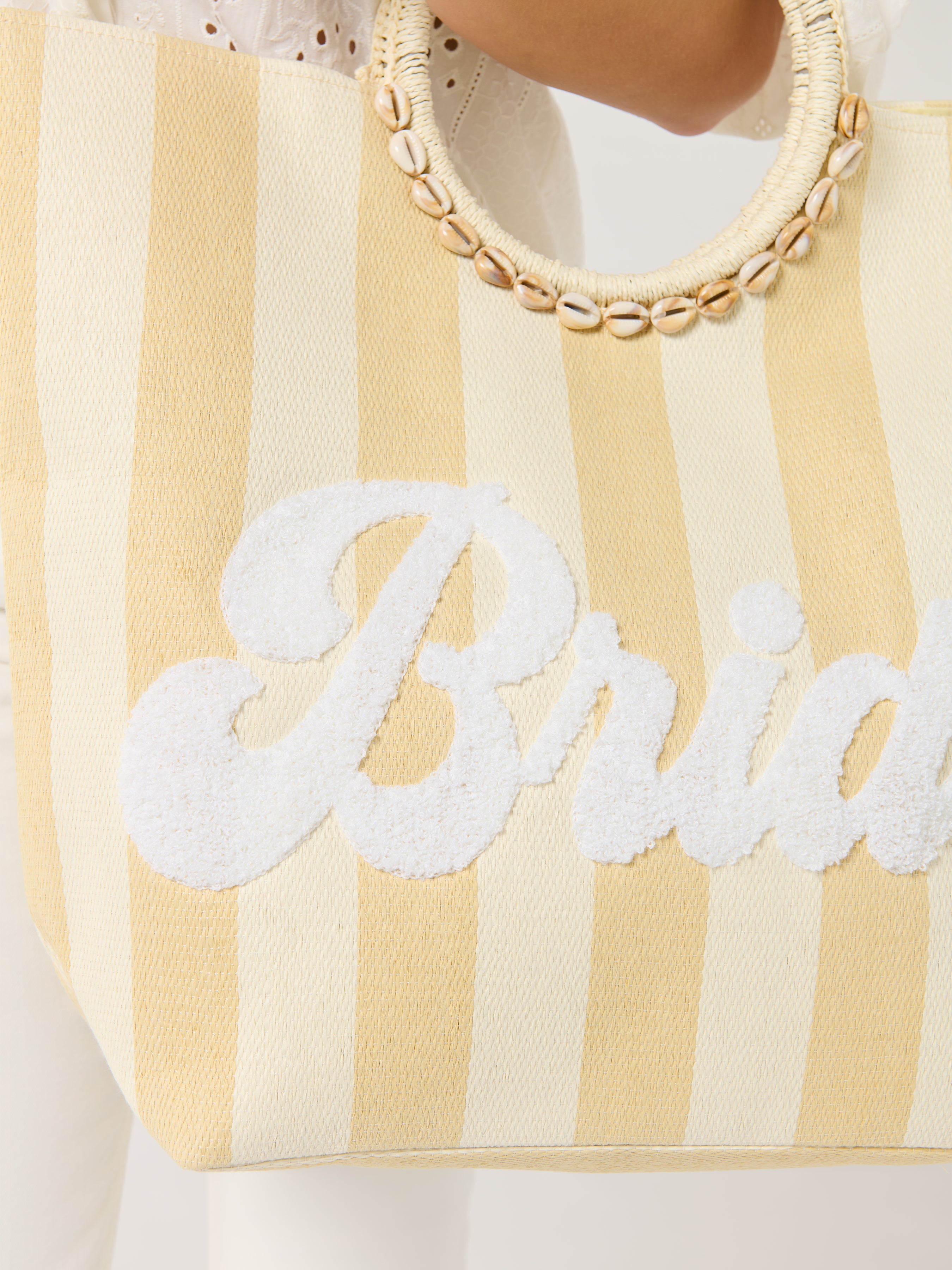 "Bride" Stripe Tote, Natural