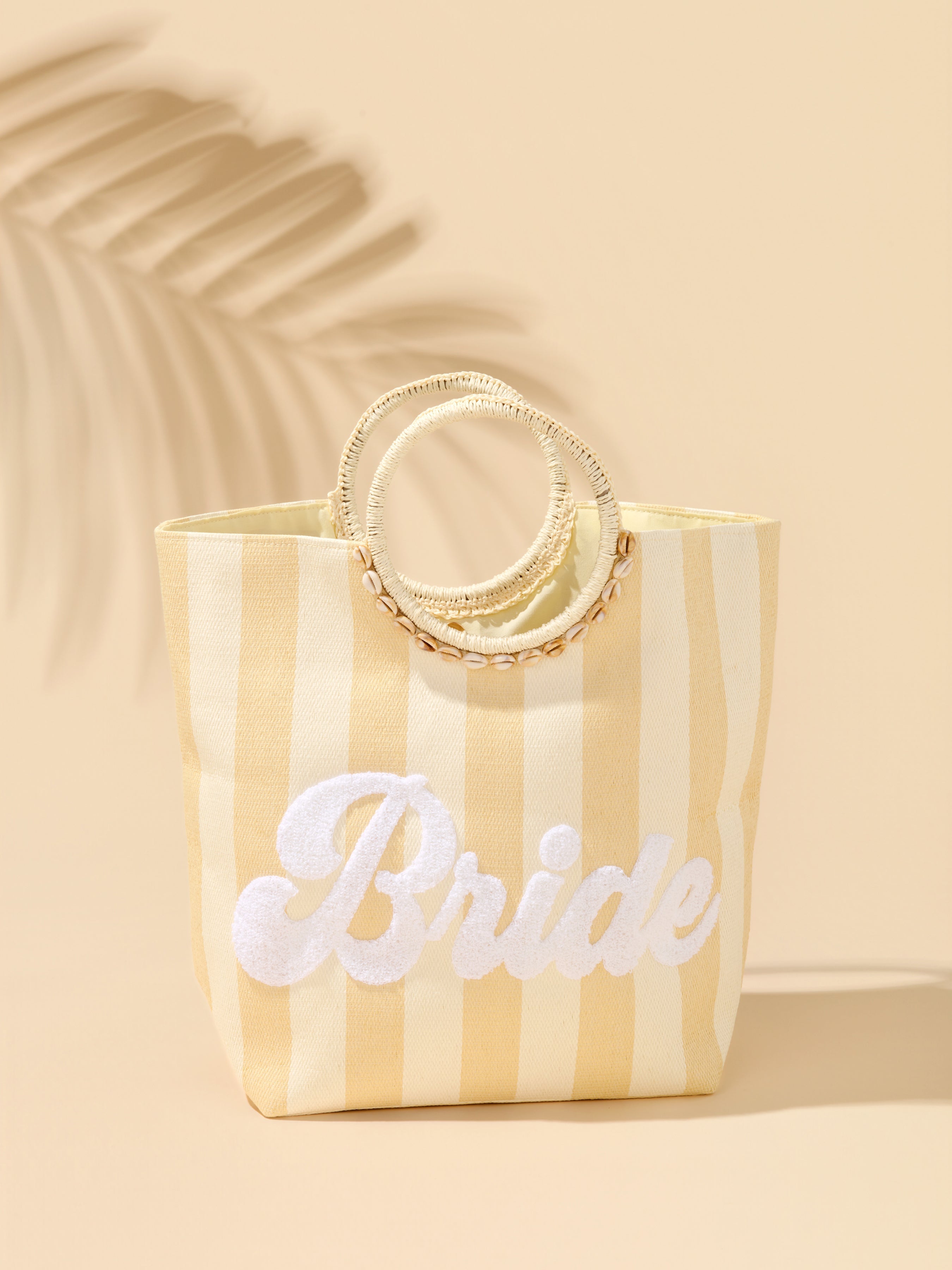 "Bride" Stripe Tote, Natural