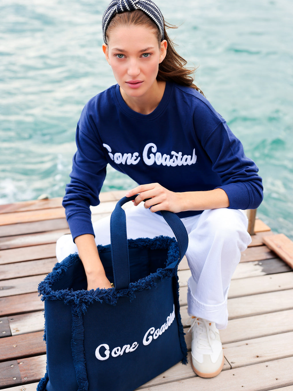 "Gone Coastal" Tote, Navy - FINAL SALE ONLY