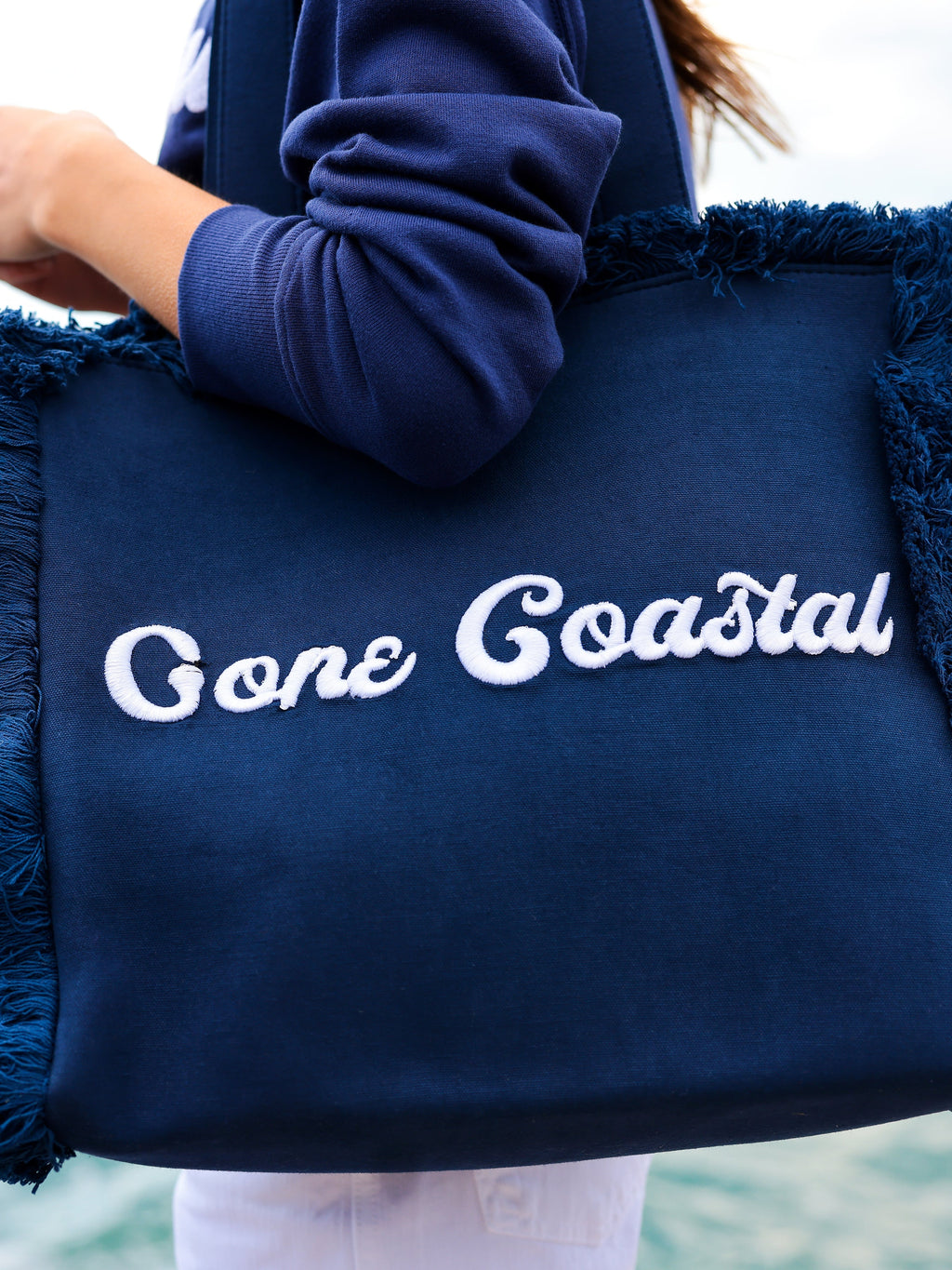 "Gone Coastal" Tote, Navy - FINAL SALE ONLY