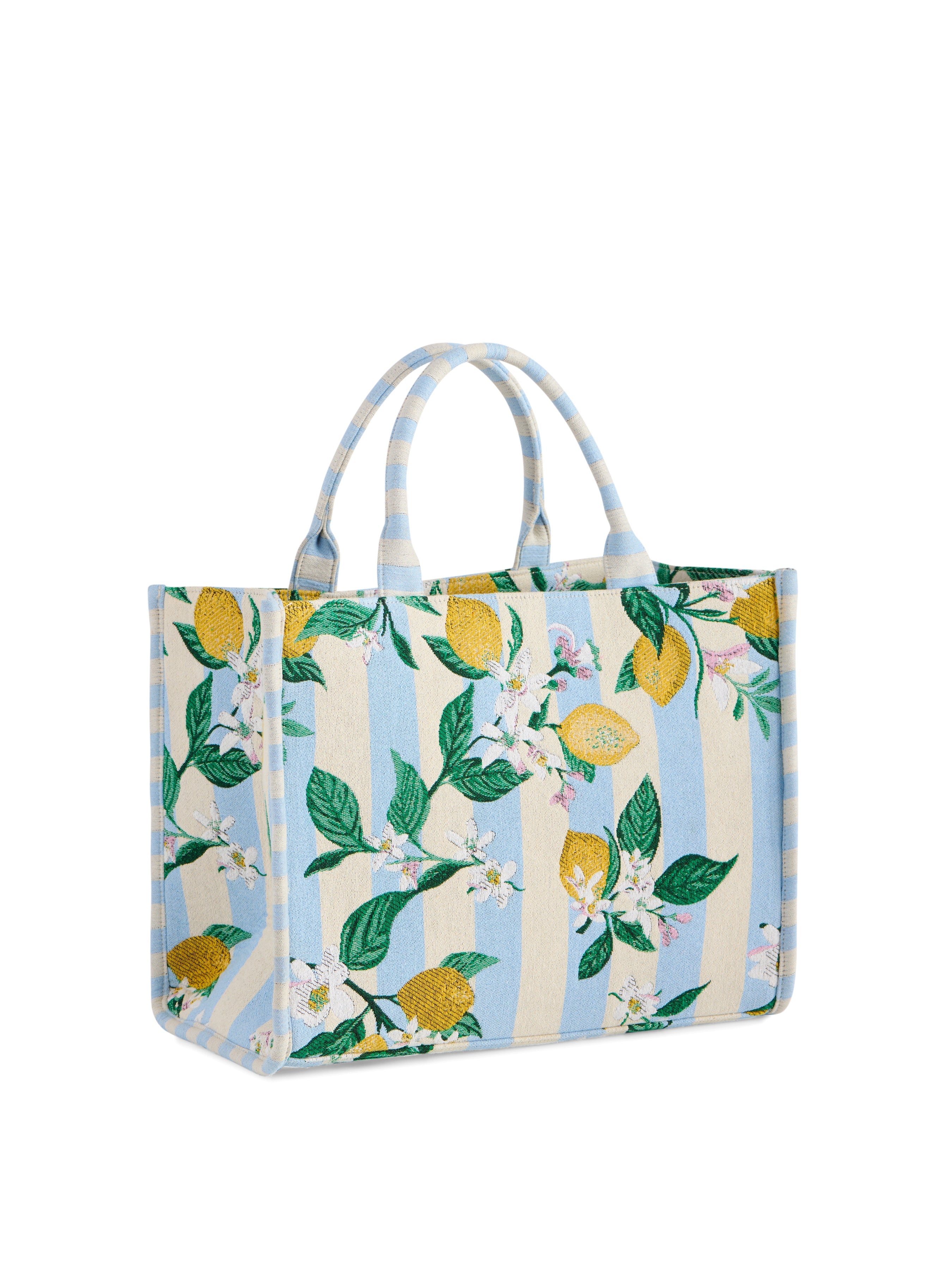 Lemon Stripe Jacquard Tote, Blue