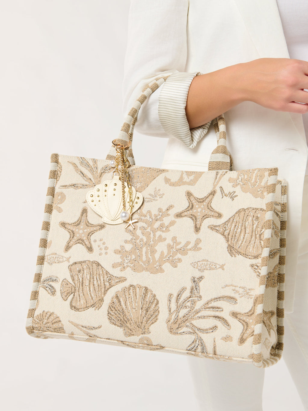 Coastal Jacquard Tote, Beige