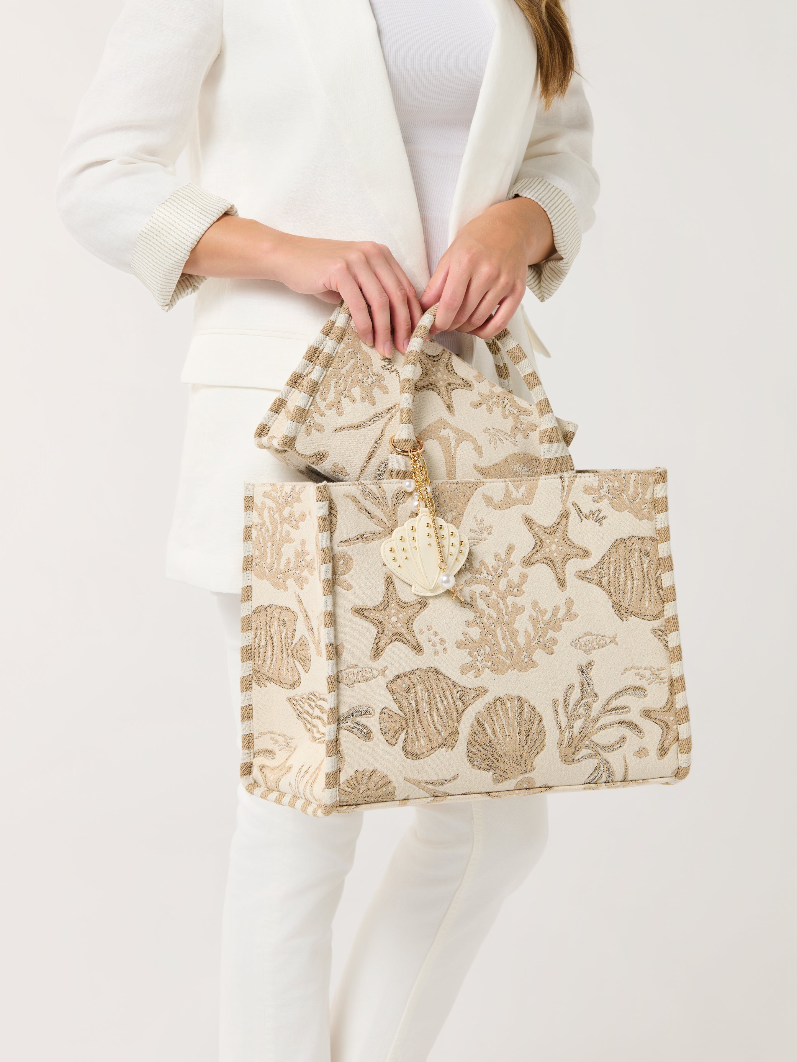 Coastal Jacquard Tote, Beige