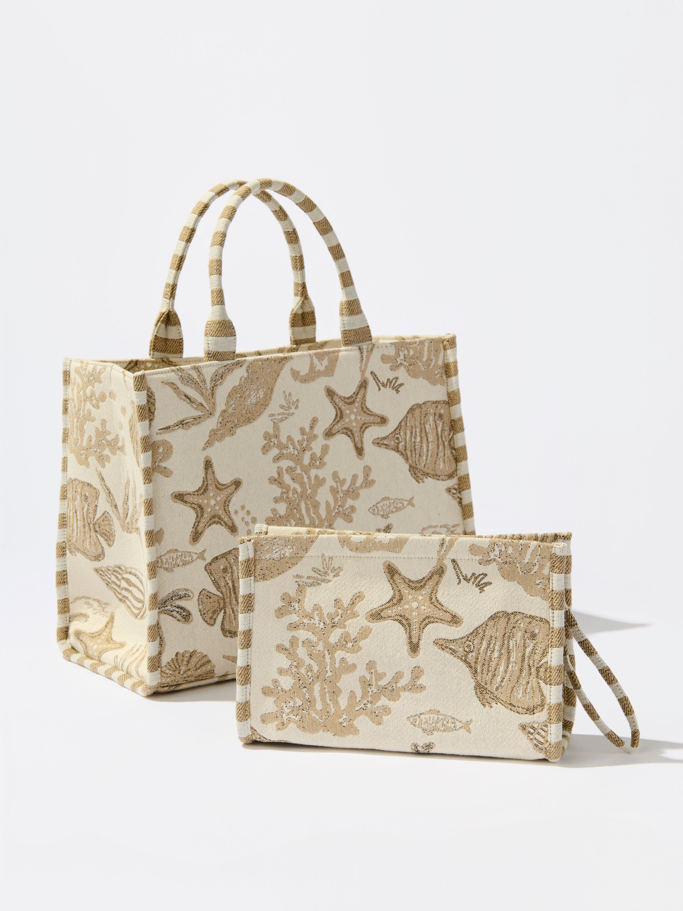 Coastal Jacquard Tote, Beige