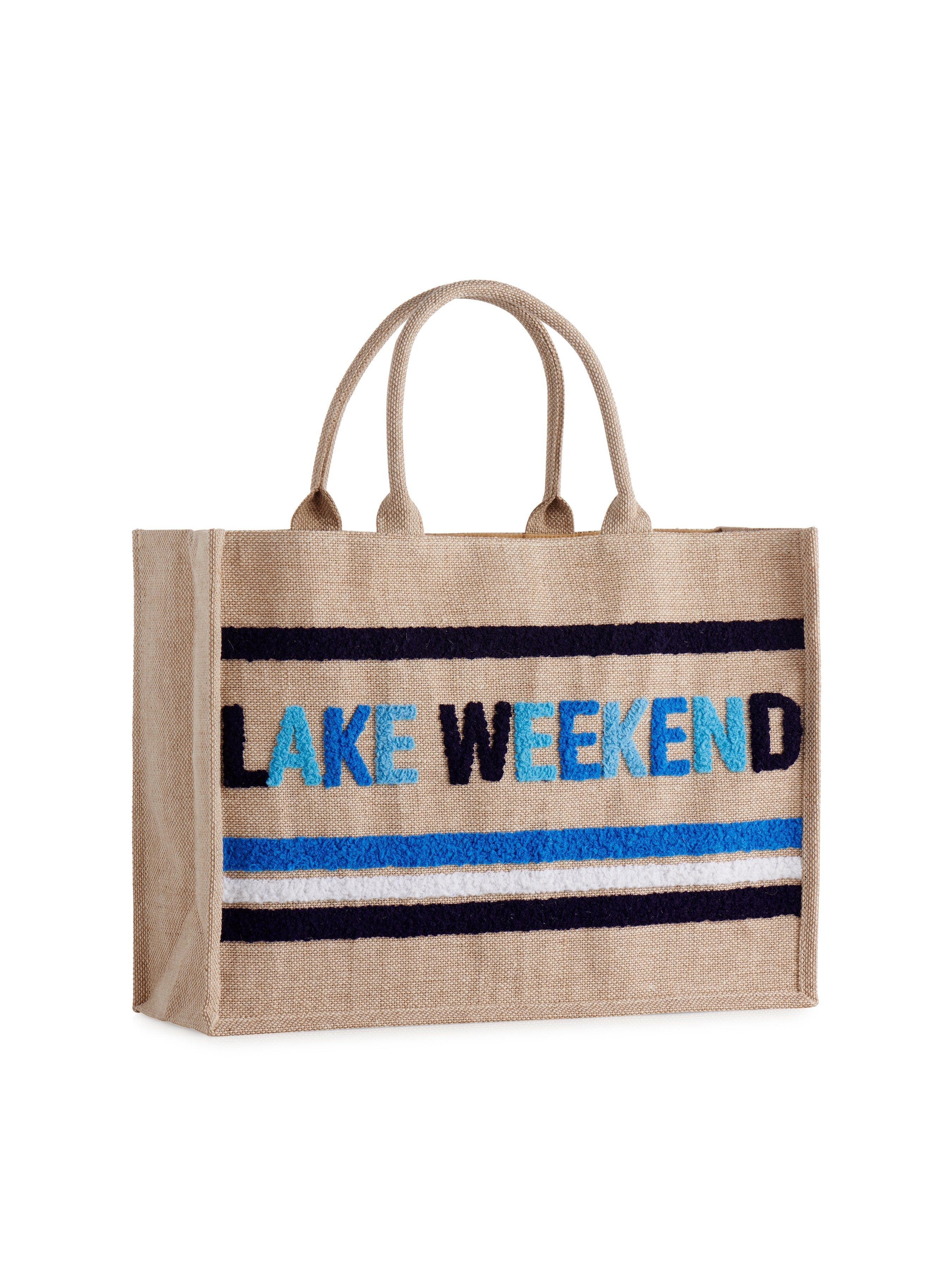 "Lake Weekend" Beach Bag, Natural