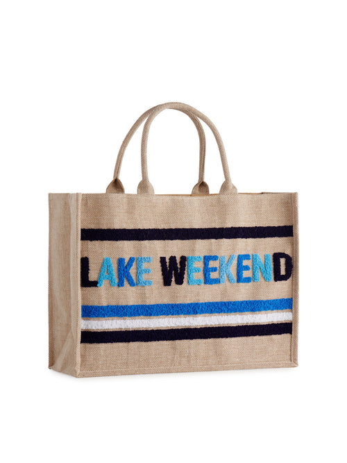 "Lake Weekend" Beach Bag, Natural