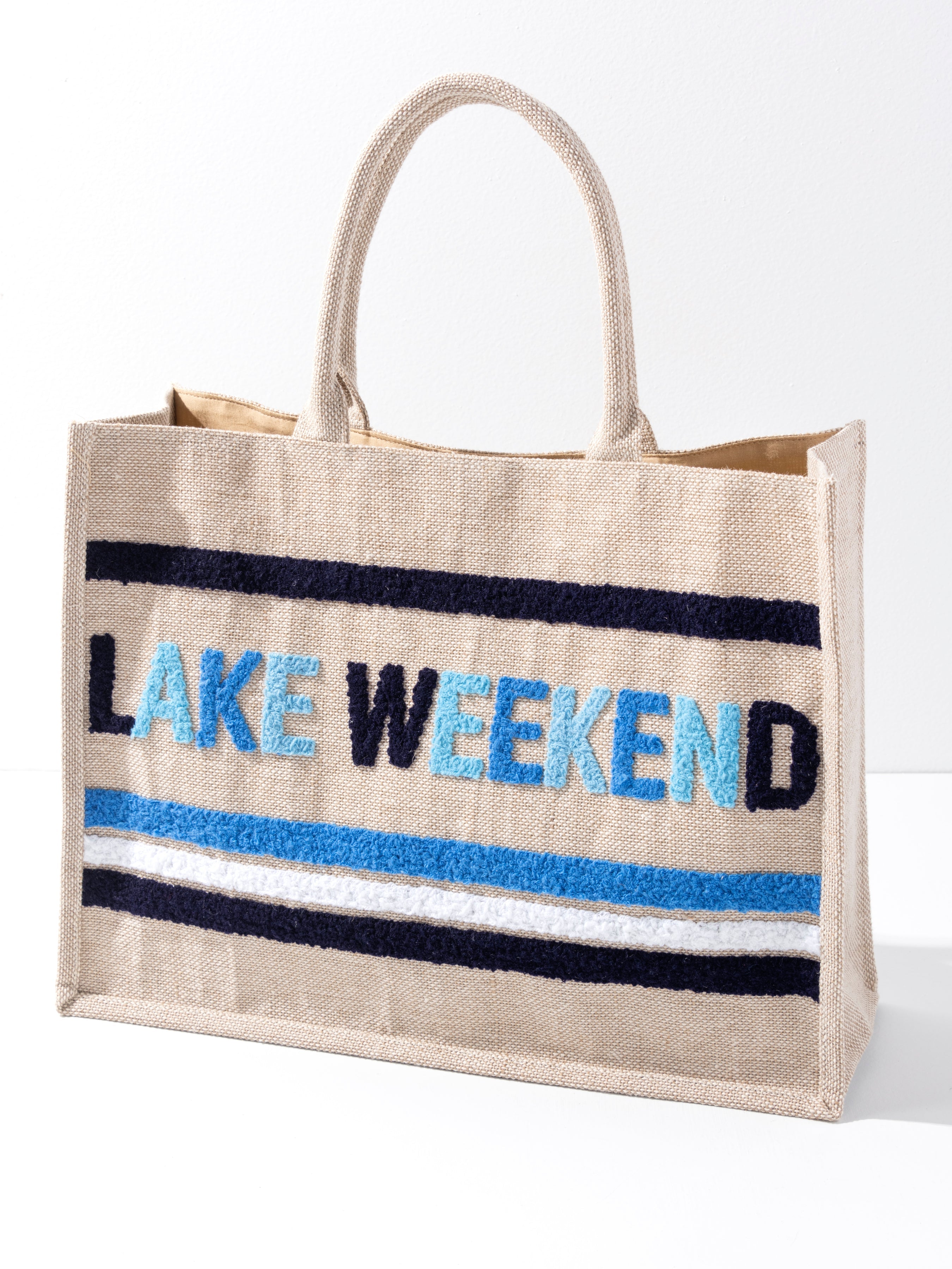 "Lake Weekend" Beach Bag, Natural