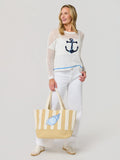 Shelly Striped Tote, Natural