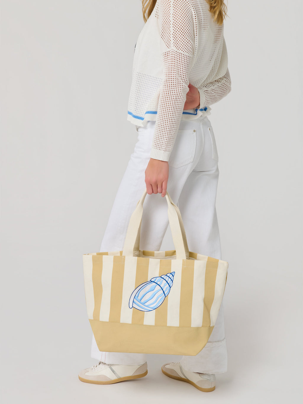 Shelly Striped Tote, Natural