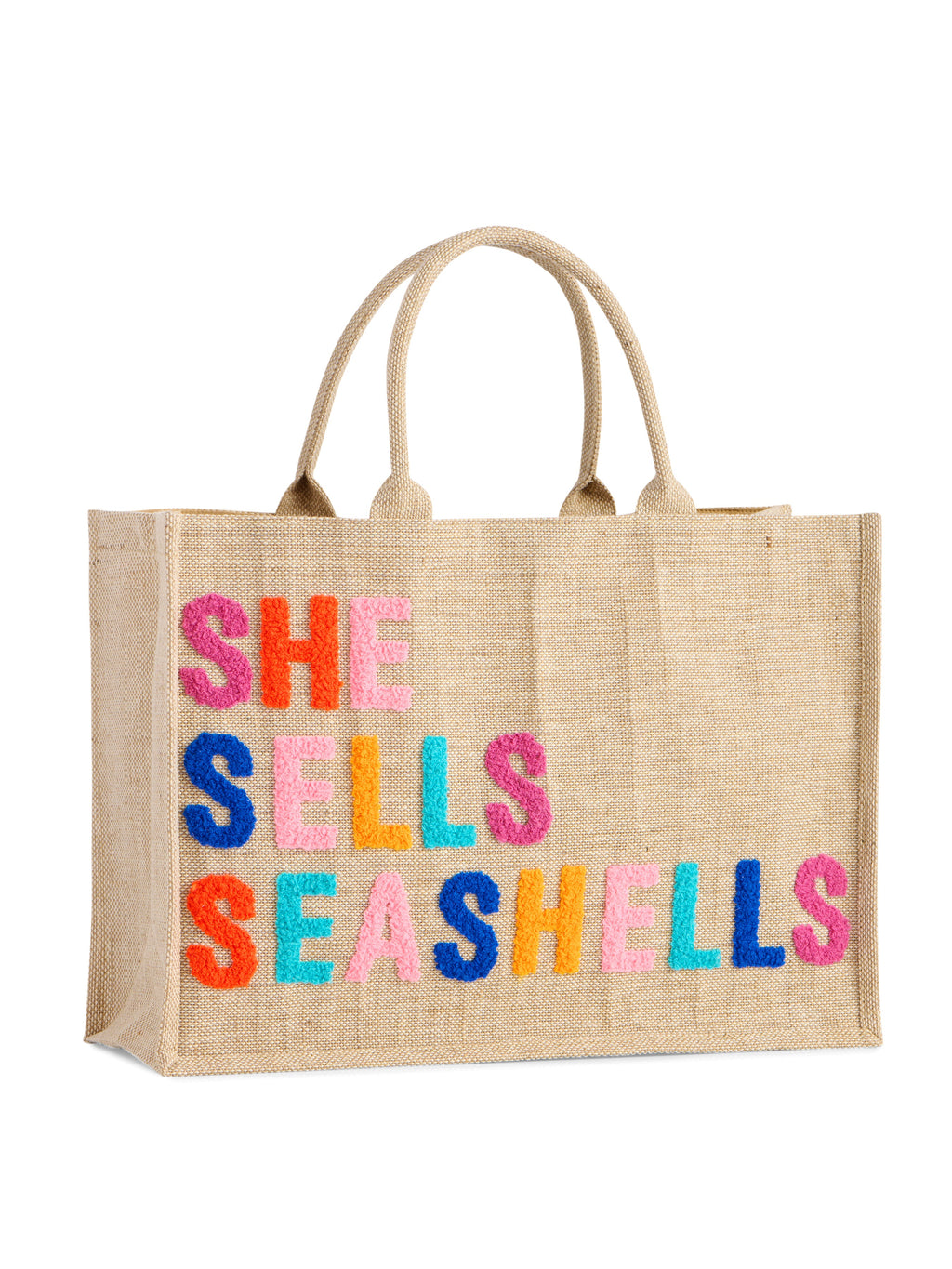 "She Sells Seashells" Beach Bag, Natural