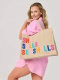 "She Sells Seashells" Beach Bag, Natural