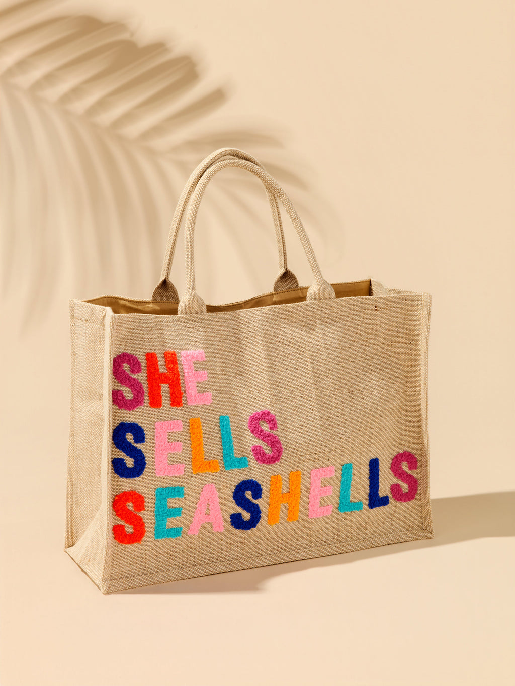 "She Sells Seashells" Beach Bag, Natural