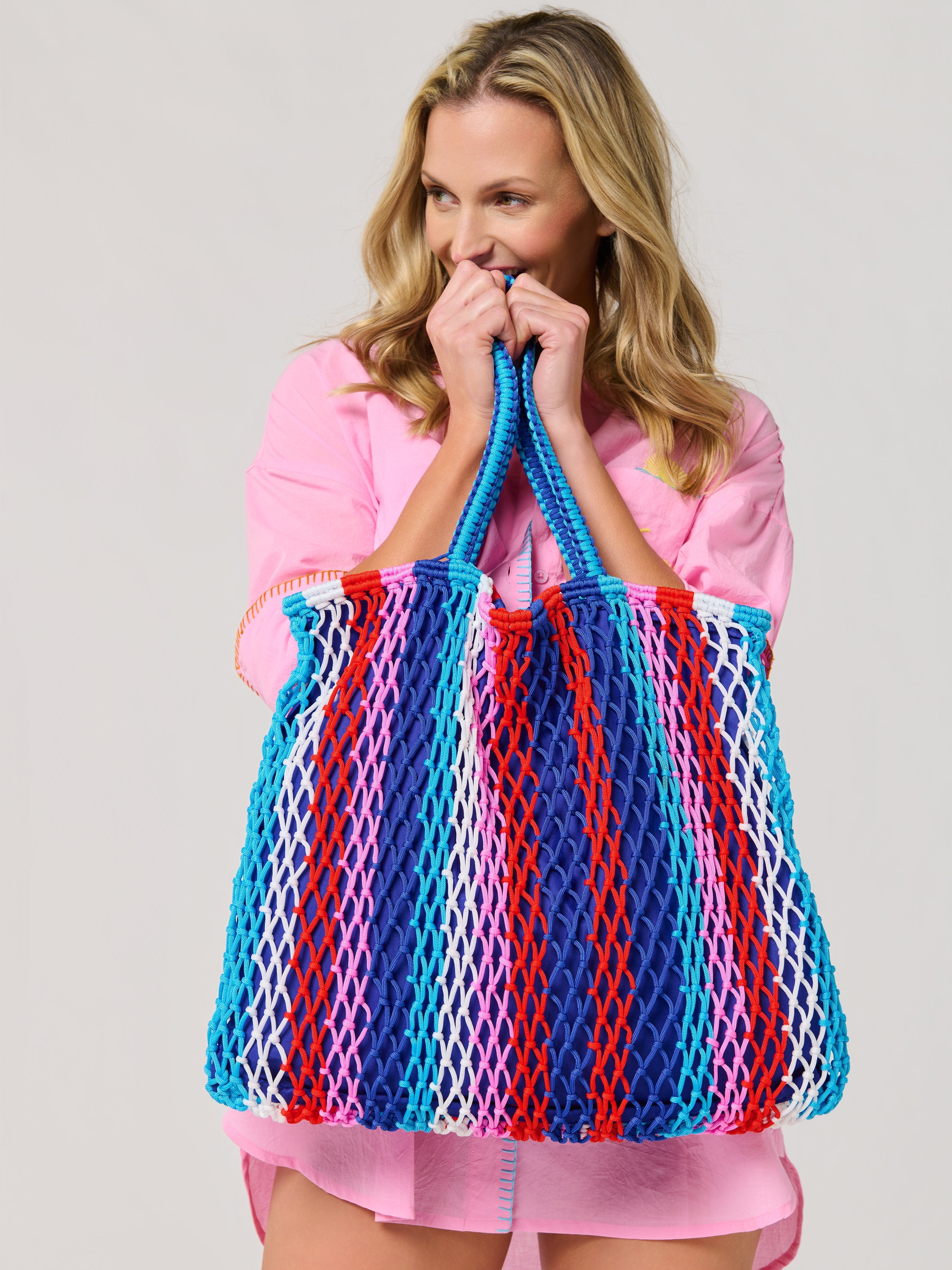 Braziliana Stripe Tote, Blue
