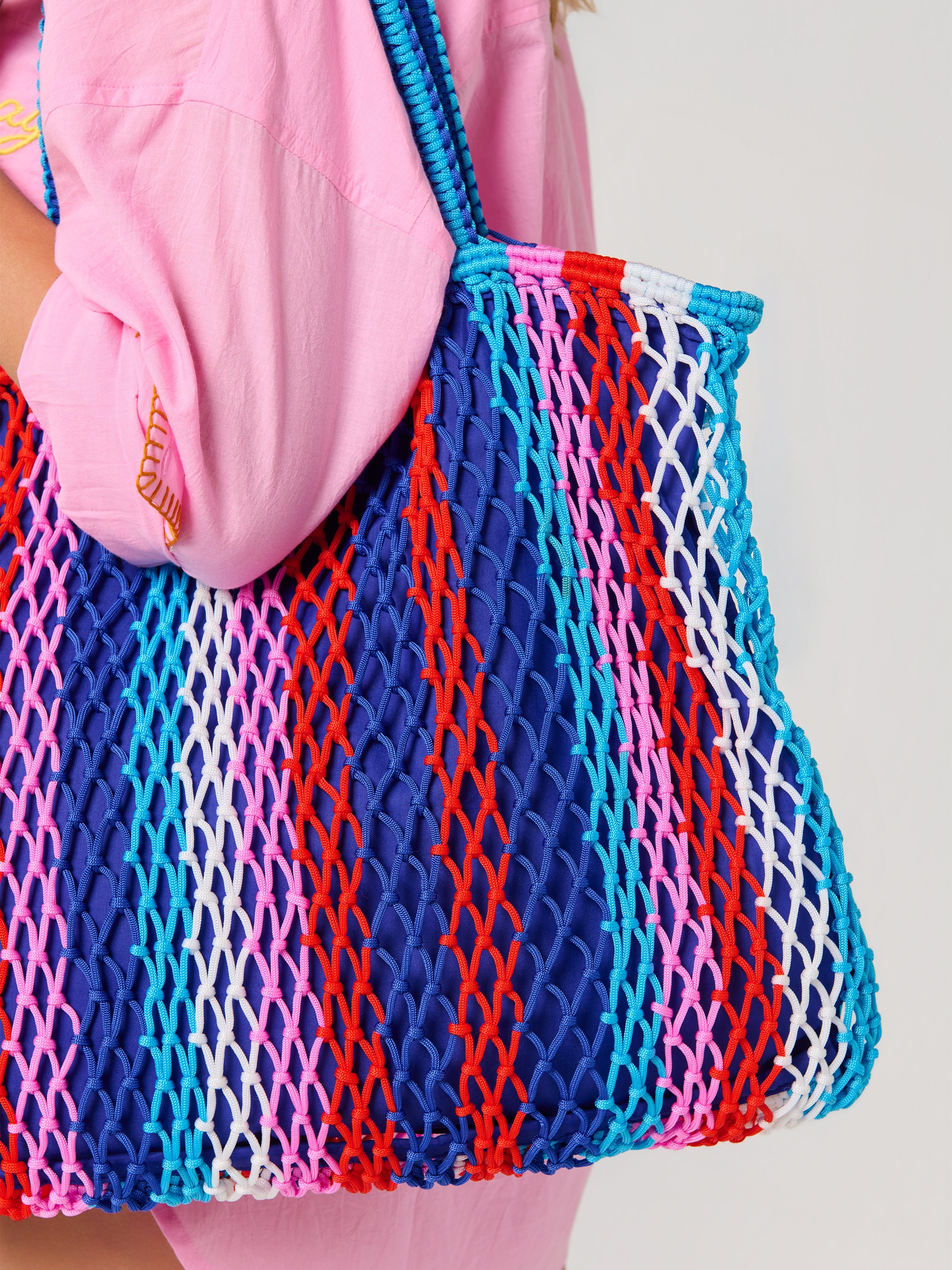 Braziliana Stripe Tote, Blue